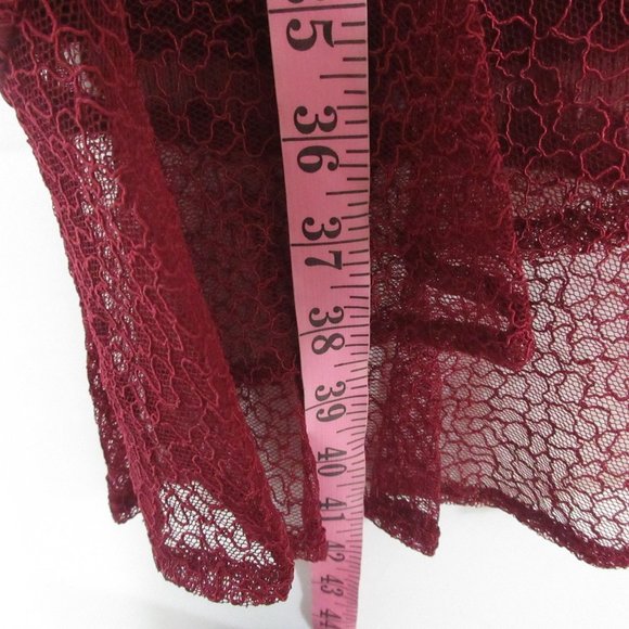 Chelsea 28 Red Grape Lace Dress XS Cap Sleeve V-Neck Ruffles in Burgundy $159 - Picture 3 of 7